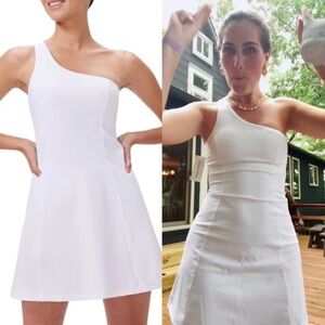 Outdoor Voices Lined One Shoulder Dress size M White Athletic Casual Outdoor